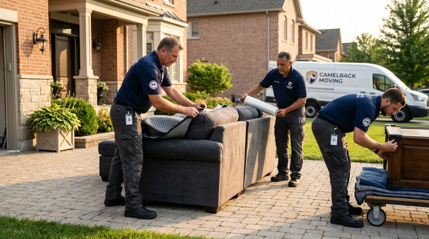 Large estate moving crew wrapping furniture in New City, NY