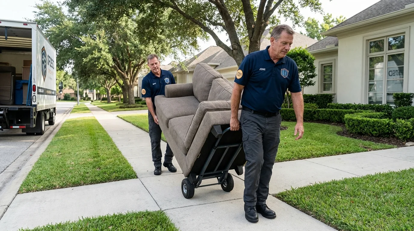 Local residential moving crew loading furniture in New City, NY